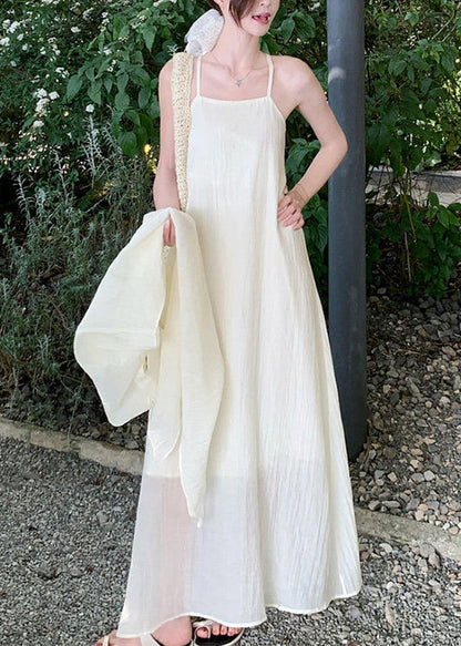 Beige Asymmetrical Chiffon Halter Dresses Summer