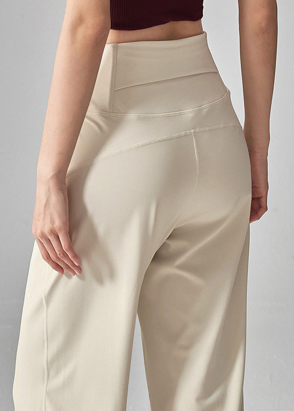 Beige High Waist Quick Dry Material Yoga Pants