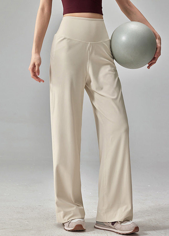 Beige High Waist Quick Dry Material Yoga Pants