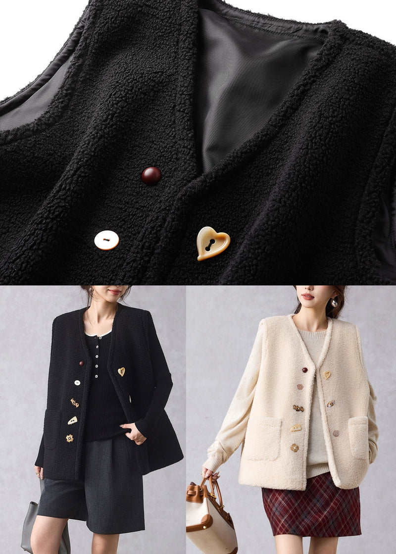 Beige Pockets Cozy Faux Fur Waistcoat Winter