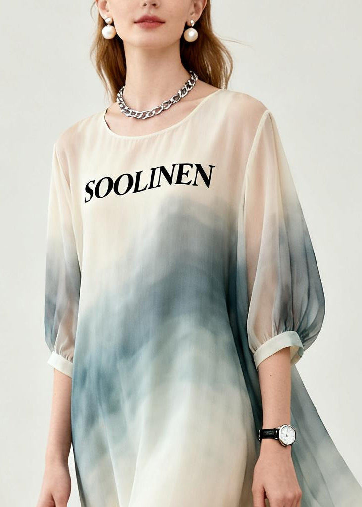Beige Tie Dye Chiffon Vacation Dresses Summer