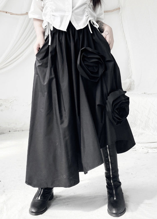 Black Asymmetrical Elastic Waist Maxi Dress Fall