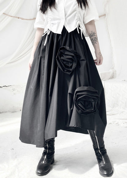 Black Asymmetrical Elastic Waist Maxi Dress Fall