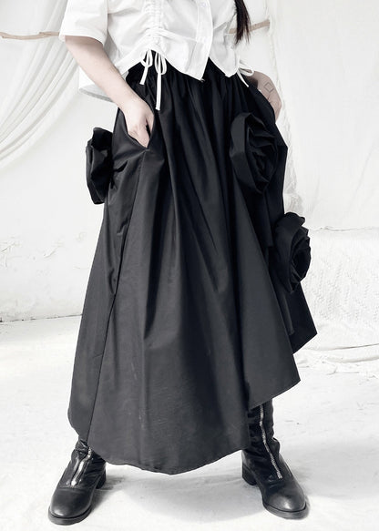 Black Asymmetrical Elastic Waist Maxi Dress Fall
