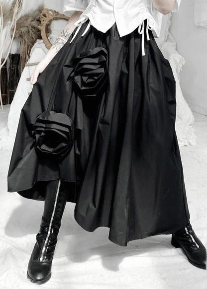 Black Asymmetrical Elastic Waist Maxi Dress Fall
