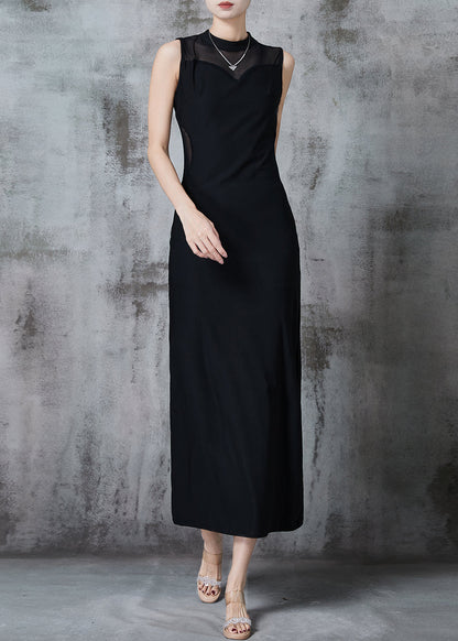 Black Backless Cotton Wraped Dresses Sleeveless