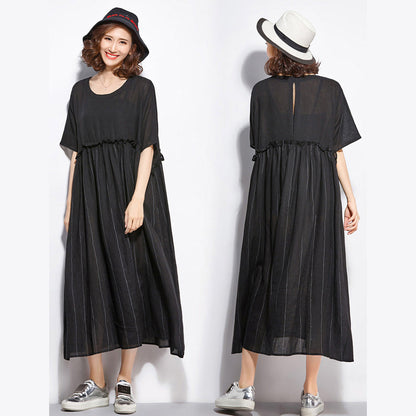 Black Patchwork Dresses Long Shirt Tunics Pullover