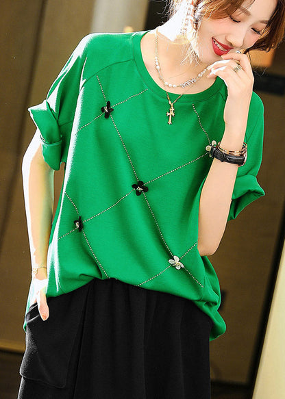 Black O-neck Tops Short Sleeve