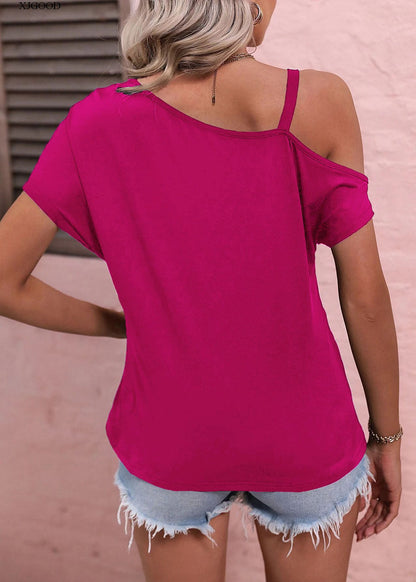 Black One Shoulder Asymmetrical Design Cotton Tanks Summer