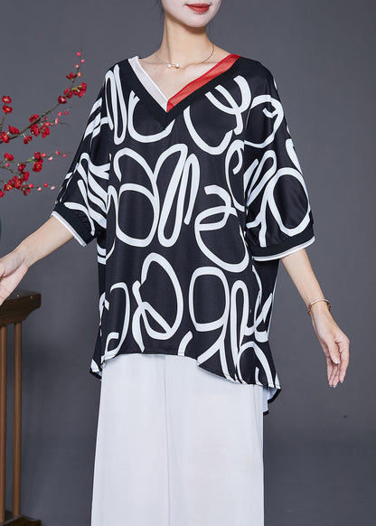 Black Oversized Print Chiffon Tank Summer