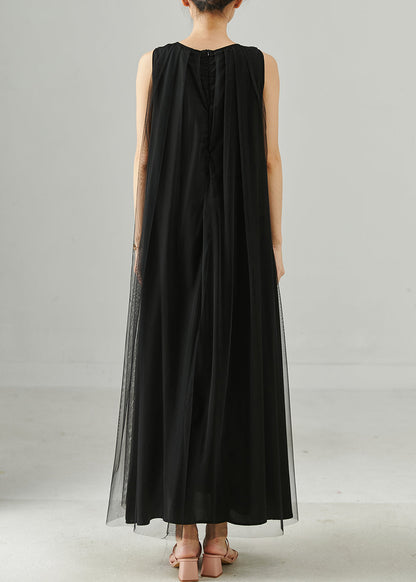 Black Oversized Tulle Maxi Dresses Summer