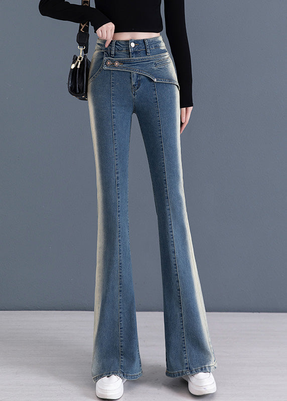 Black Patchwork High Waist Flared Trousers Summer