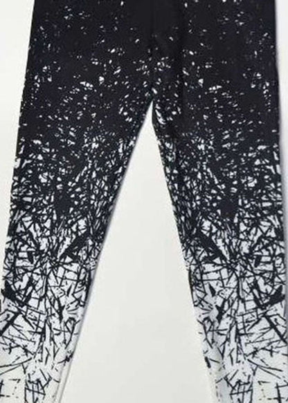 Black Print Slim Jogging Cotton Pants Spring