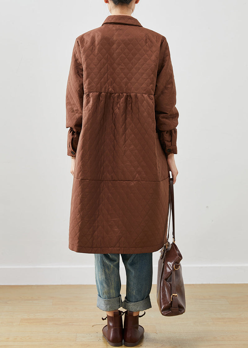 Brown Oversized Fine Cotton Filled Winter Coats