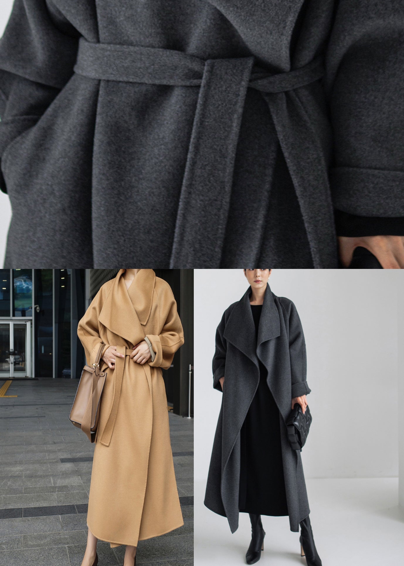 Camel Colour Peter Pan Collar Pockets Woolen Coat Long Sleeve