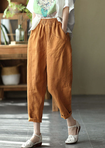 Caramel High Waist Color Linen Harem Pants Summer