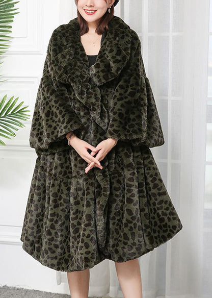 Caramel Oversized Leopard Print Fuzzy Fur Fluffy Jackets Winter