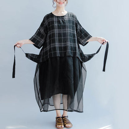 Lattice Loose Summer Lacing Black Dress