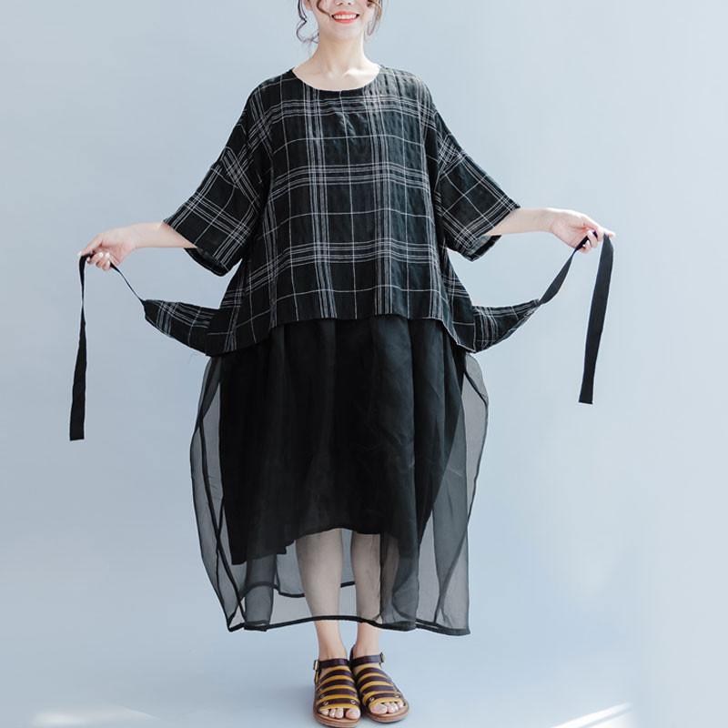 Lattice Loose Summer Lacing Black Dress