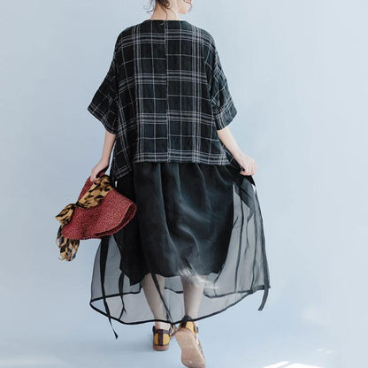 Lattice Loose Summer Lacing Black Dress