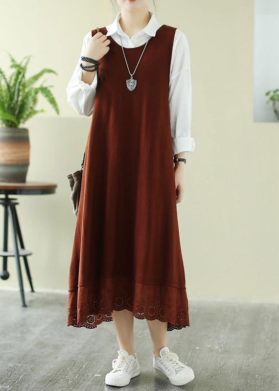 Chocolate Dresses O Neck Sleeveless Dresses Spring Dresses
