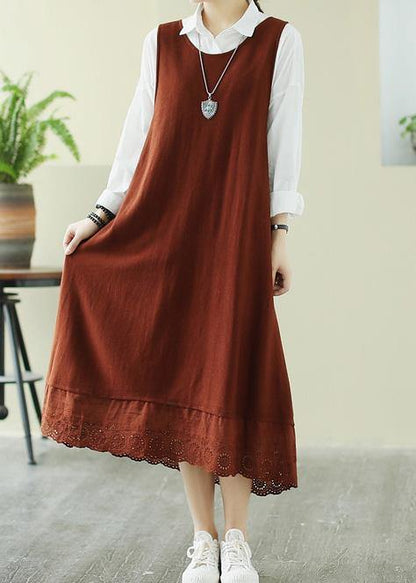 Chocolate Dresses O Neck Sleeveless Dresses Spring Dresses