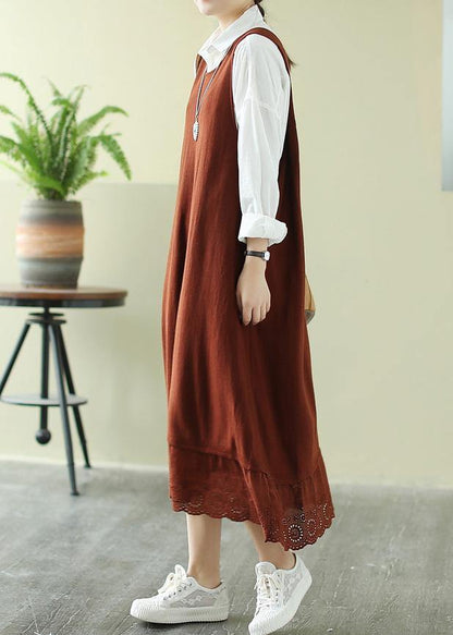 Chocolate Dresses O Neck Sleeveless Dresses Spring Dresses