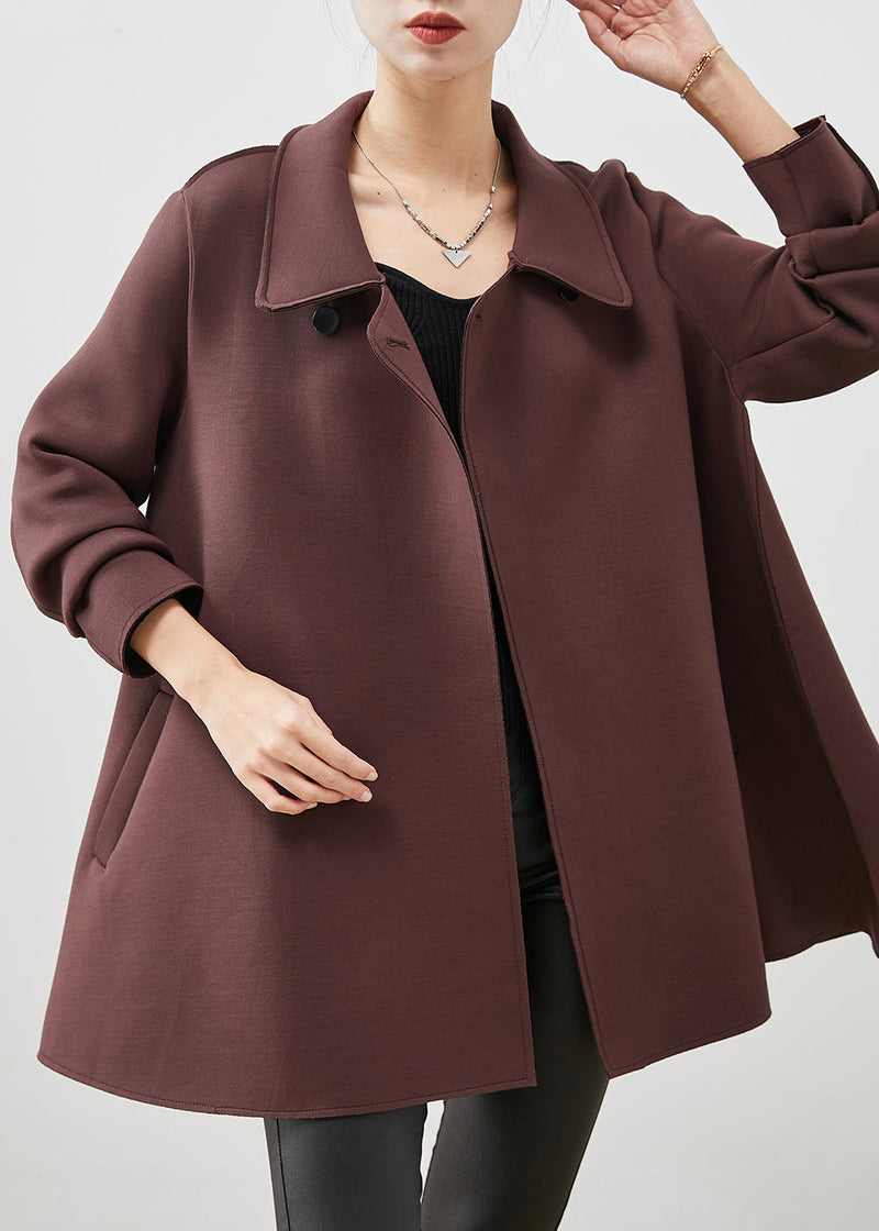 Chocolate Peter Pan Collar Double Breast Cotton Trench Spring