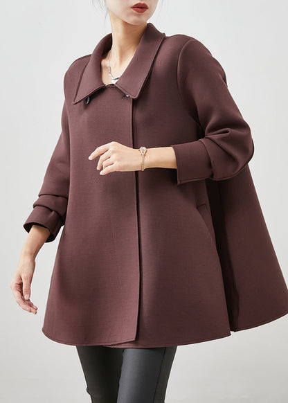 Chocolate Peter Pan Collar Double Breast Cotton Trench Spring