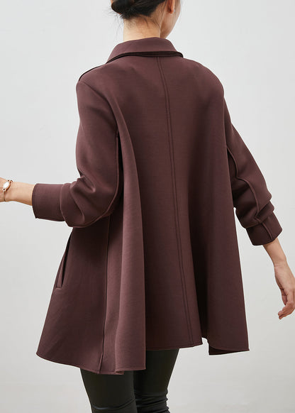 Chocolate Peter Pan Collar Double Breast Cotton Trench Spring