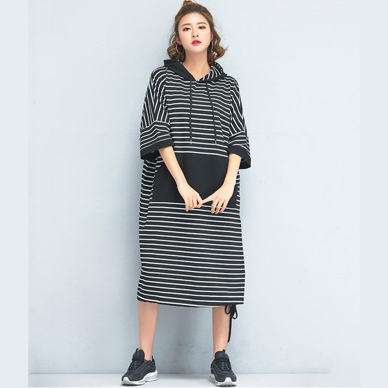 Clothing Loose Cotton Striped Dress