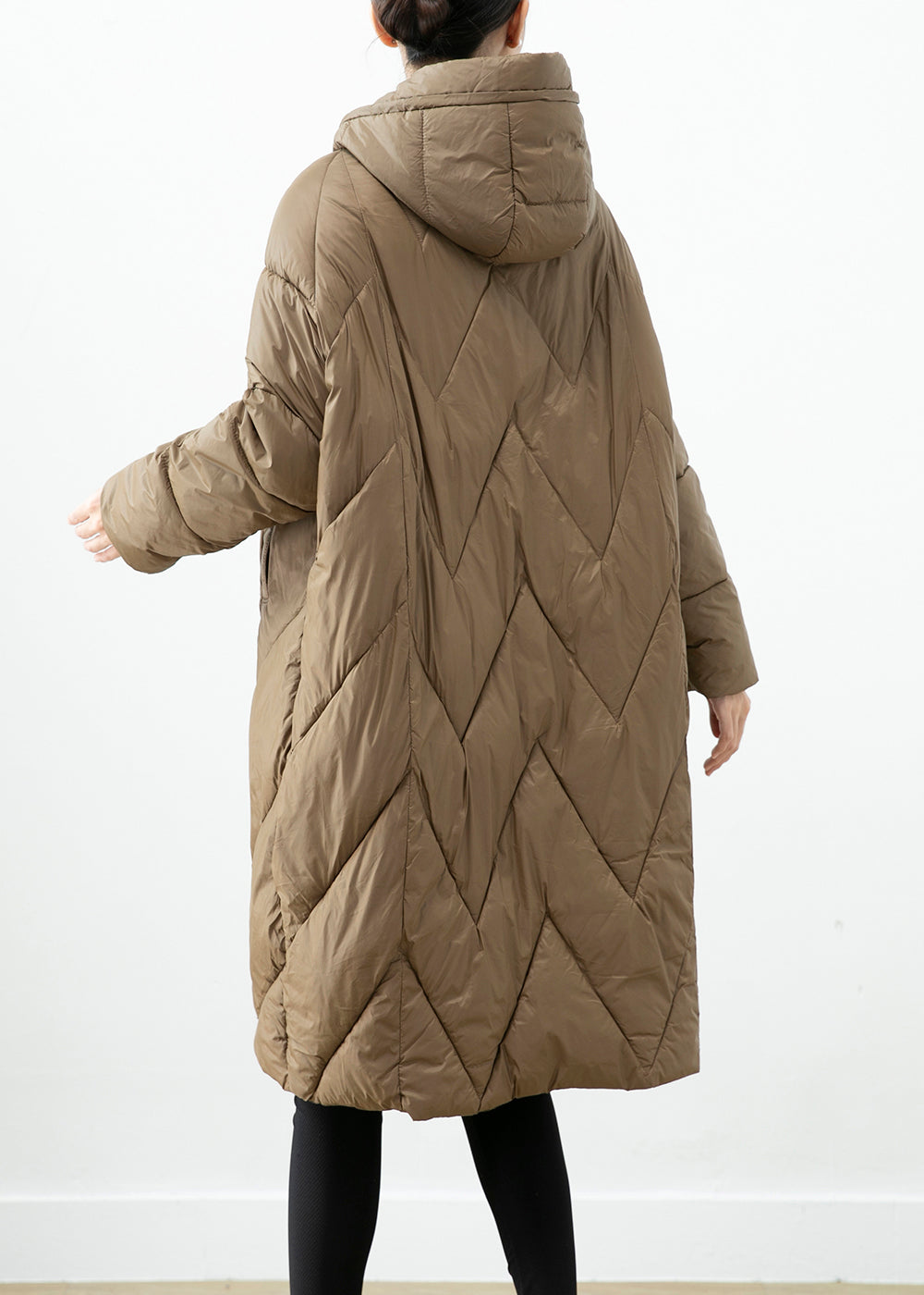 Coffee Hooded Cotton Filled Puffers Jackets Winter