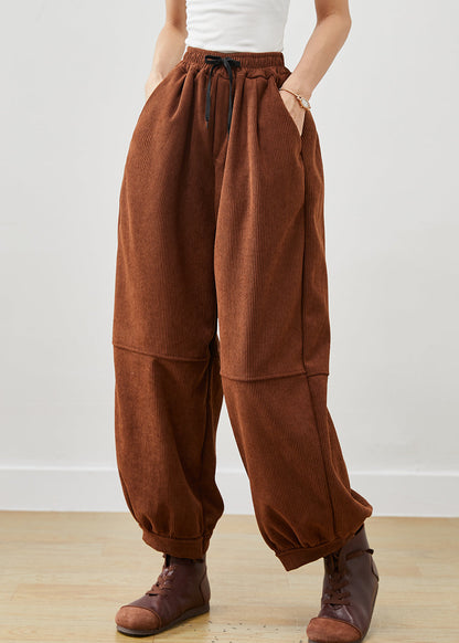 Coffee Oversized Corduroy Harem Pants Winter