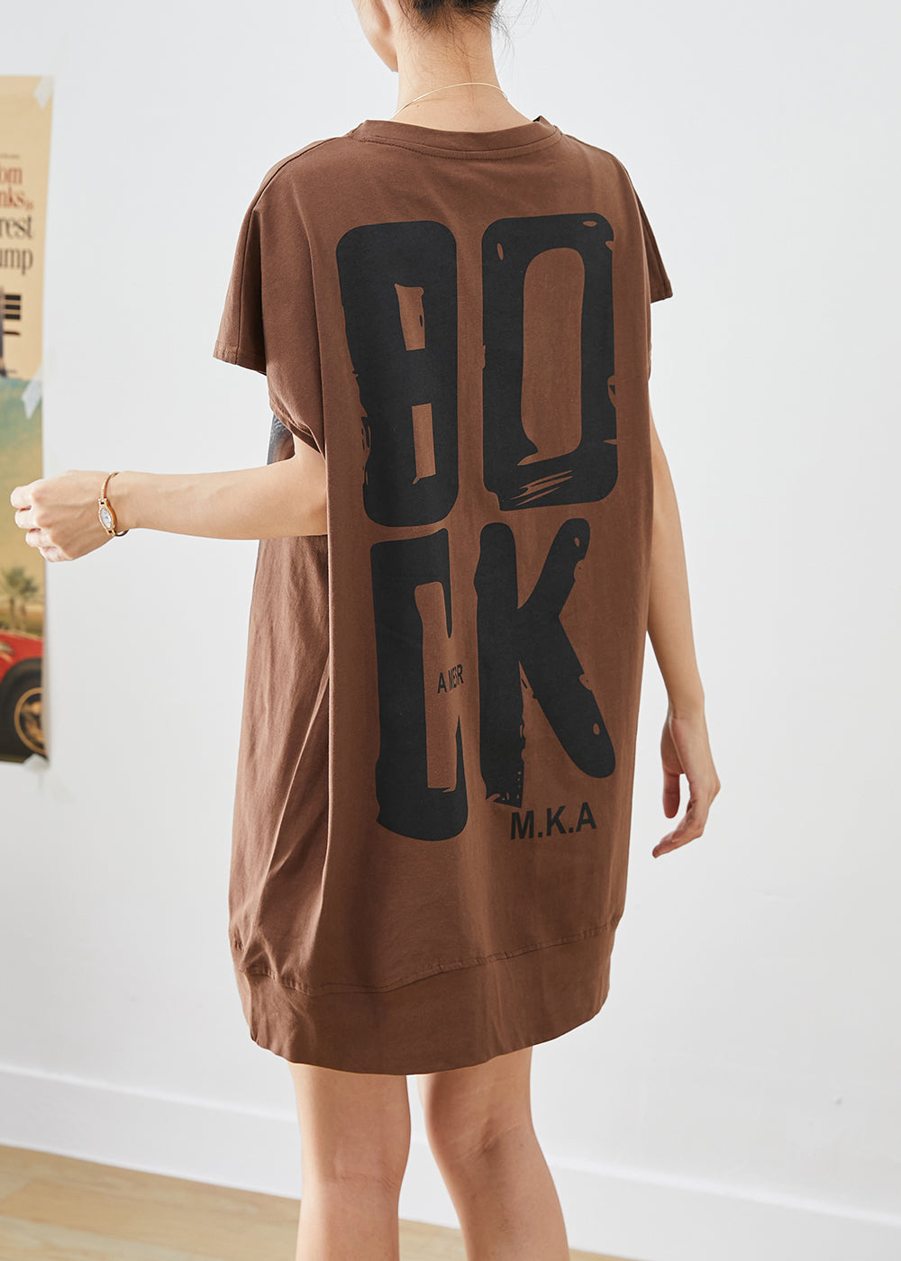Coffee Oversized Print Cotton Maxi Dresses Summer