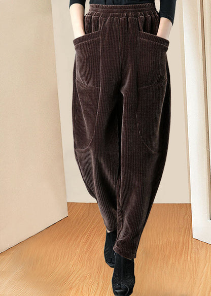 Chocolate Pockets Patchwork Straight Winter Pants