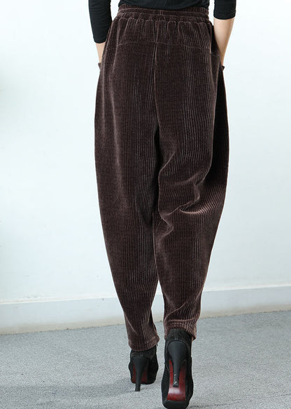 Chocolate Pockets Patchwork Straight Winter Pants