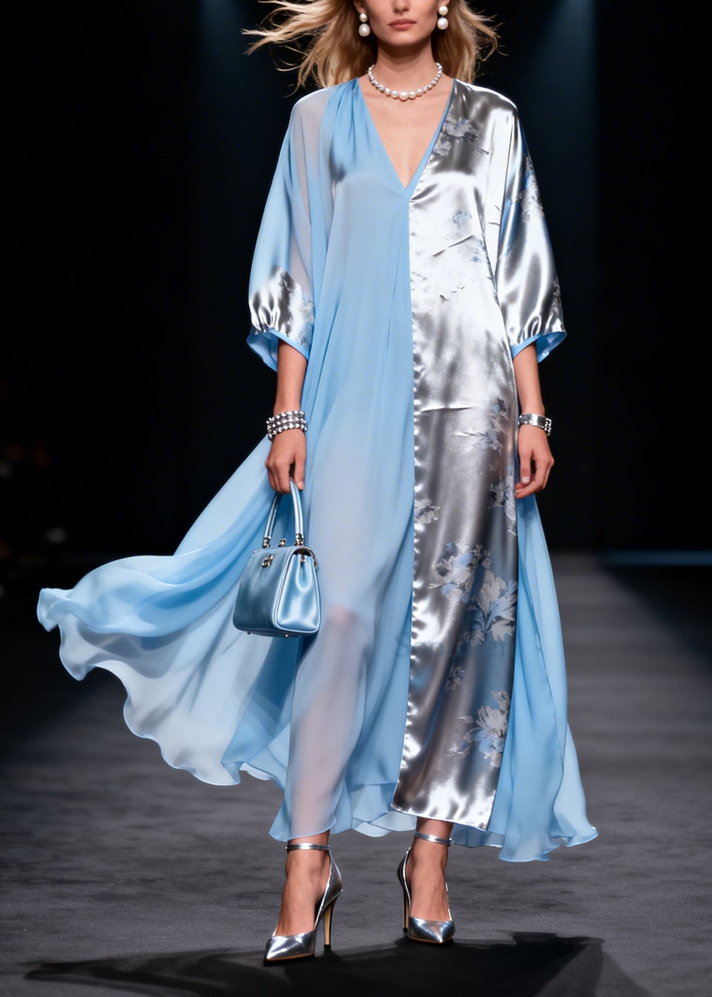 Colorblock Asymmetrical Patchwork Chiffon Party Dress Summer
