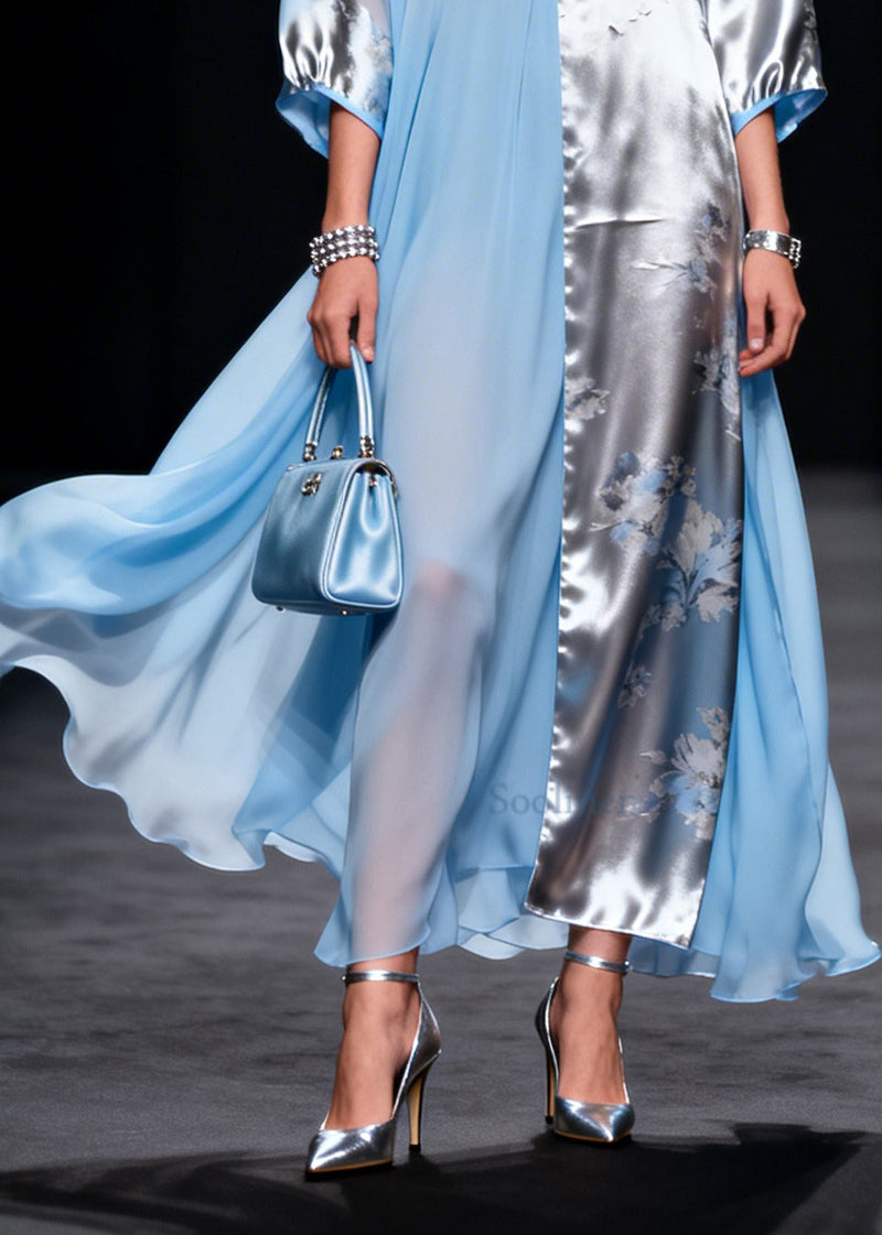 Colorblock Asymmetrical Patchwork Chiffon Party Dress Summer