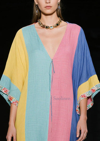 Colorblock Oversized Cotton Holiday Dress Summer