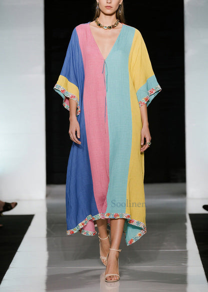 Colorblock Oversized Cotton Holiday Dress Summer