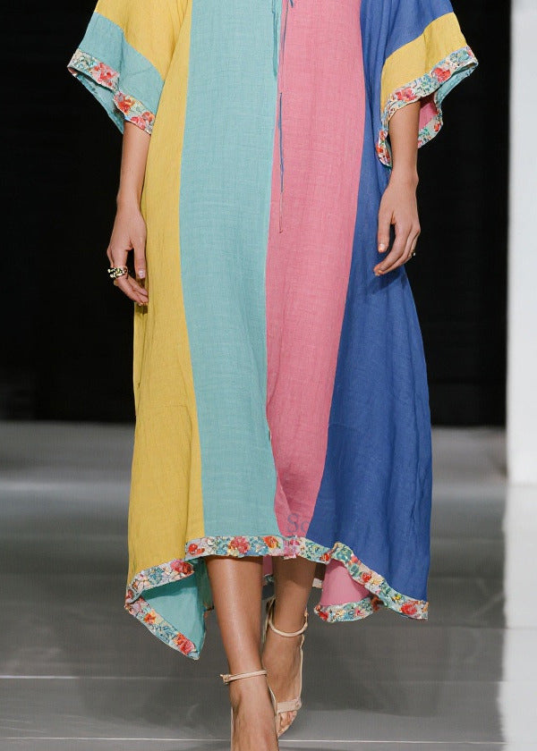 Colorblock Oversized Cotton Holiday Dress Summer