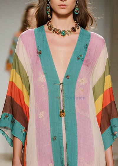 Colorblock Oversized Print Cotton Vacation Dresses Summer