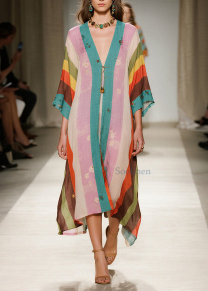 Colorblock Oversized Print Cotton Vacation Dresses Summer