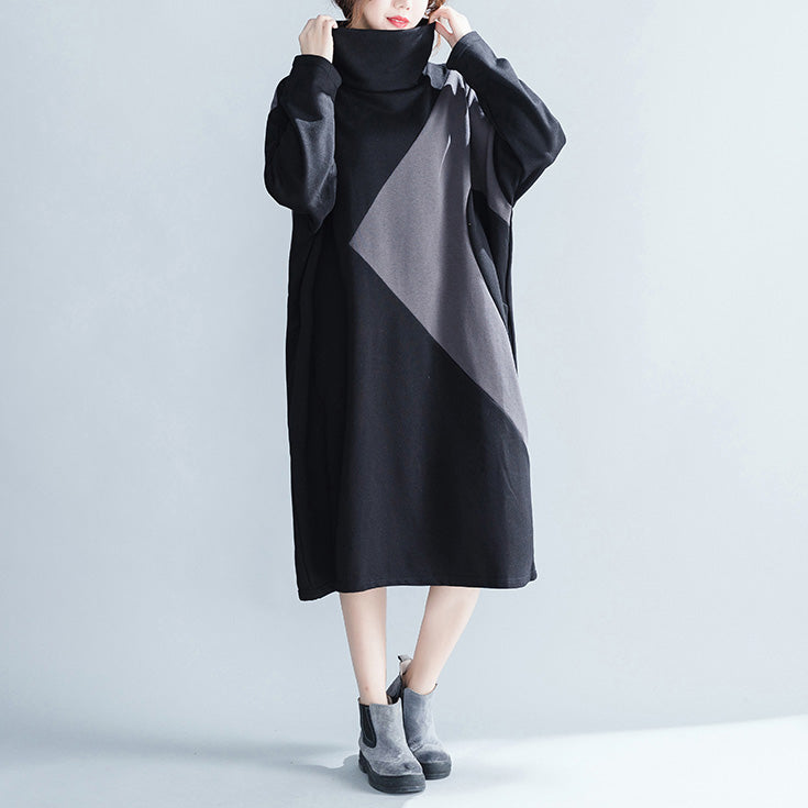 Cotton Causual Loose Color Block Dresses
