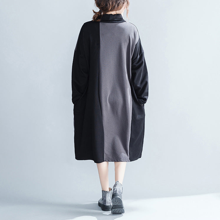 Cotton Causual Loose Color Block Dresses