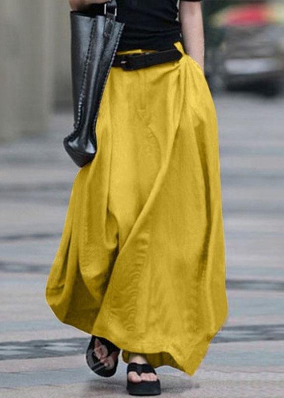 Cotton High Elastic Waist Side Pocket Zipper Green Text Skirts