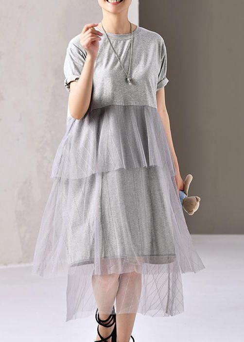Cotton Outfit Cotton Round Neck Short Sleeve Lace Dress