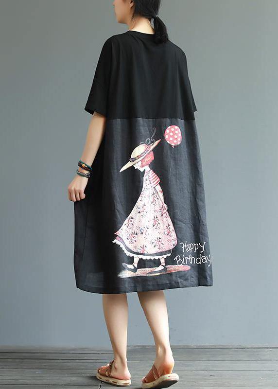 Cotton Outfit Pakistani Cartoon Little Girl and Letter Printed Loose Dress