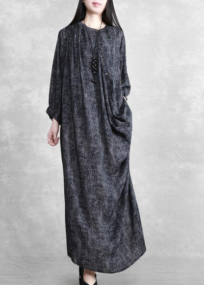 Dark Gray Linen Maxi Dress Spring Outfits