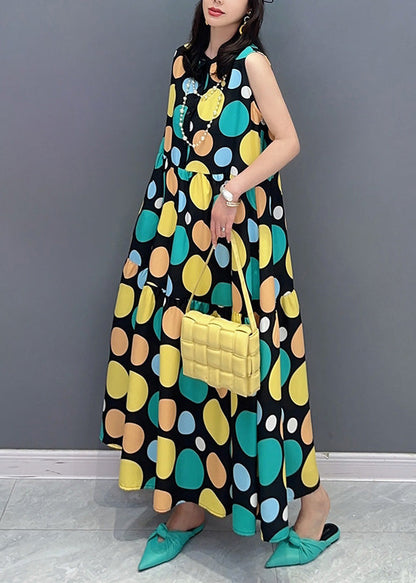 Dot Print Patchwork Maxi Dress Summer